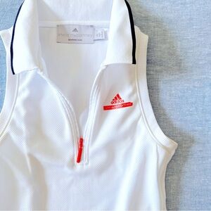 EUC♥️ADIDAS STELLA McCARTNEY SLEEVELESS QUARTER ZIP POLO TOP SHIRT TANK WHITE XS